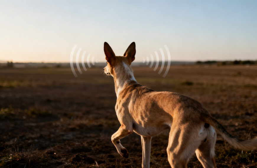 Ein Hund auf dem freien Feld