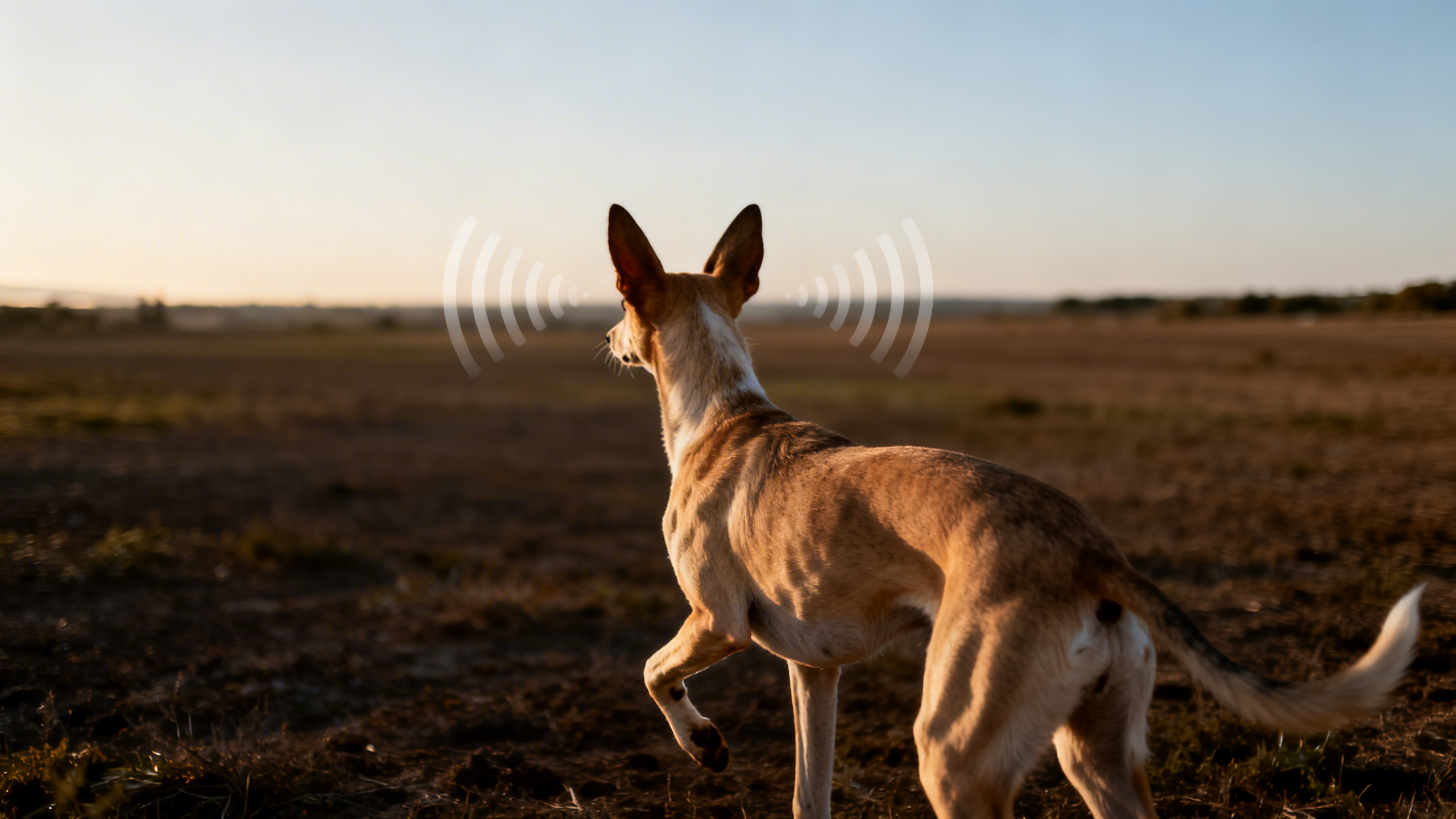 Ein Hund auf dem freien Feld