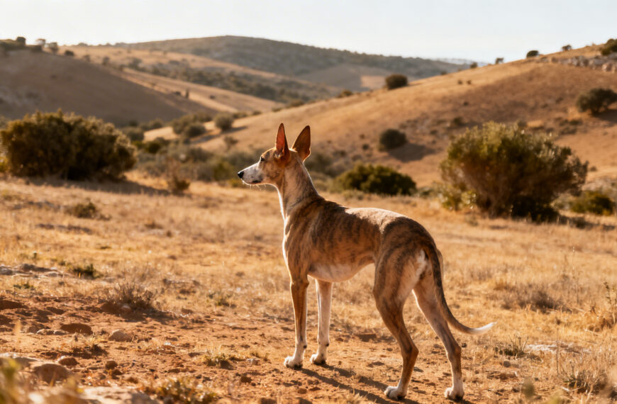 Ein Podenco Andaluz auf einen freien Feld