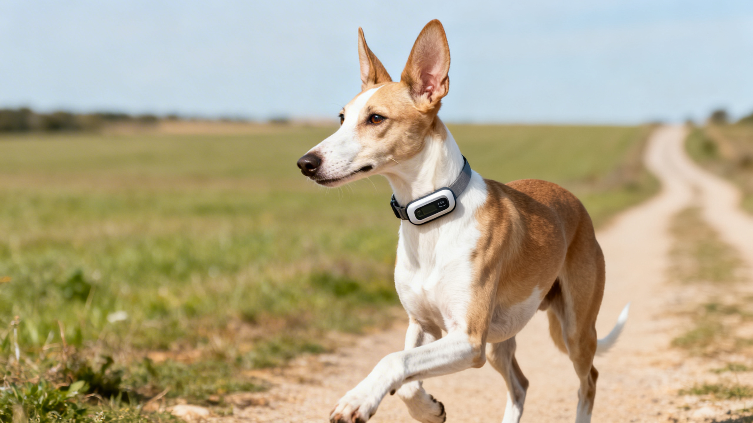 Freilaufender Hund mit GPS-Tracker