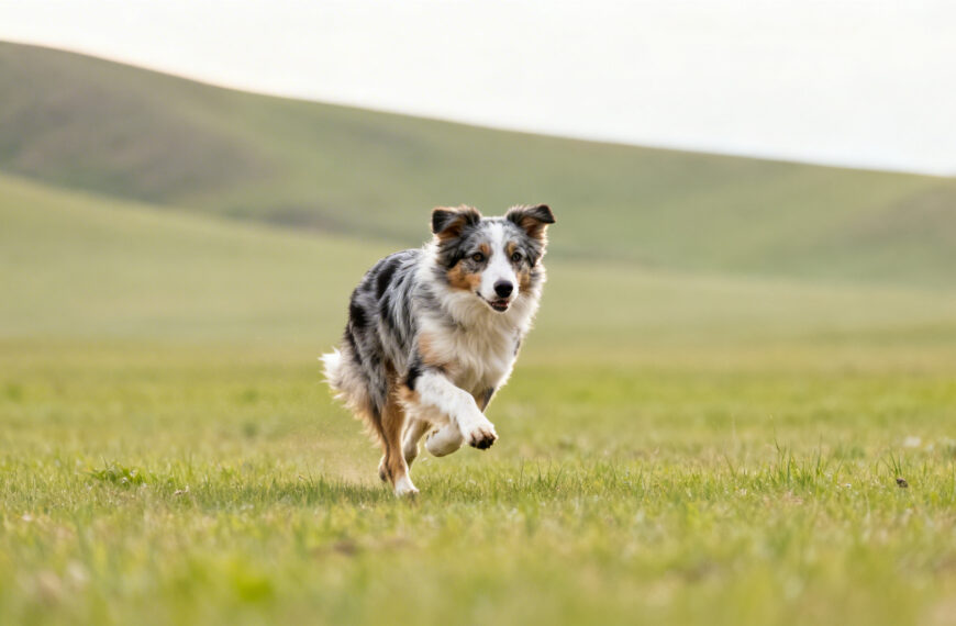 Hund im freilauf auf einer Wiese