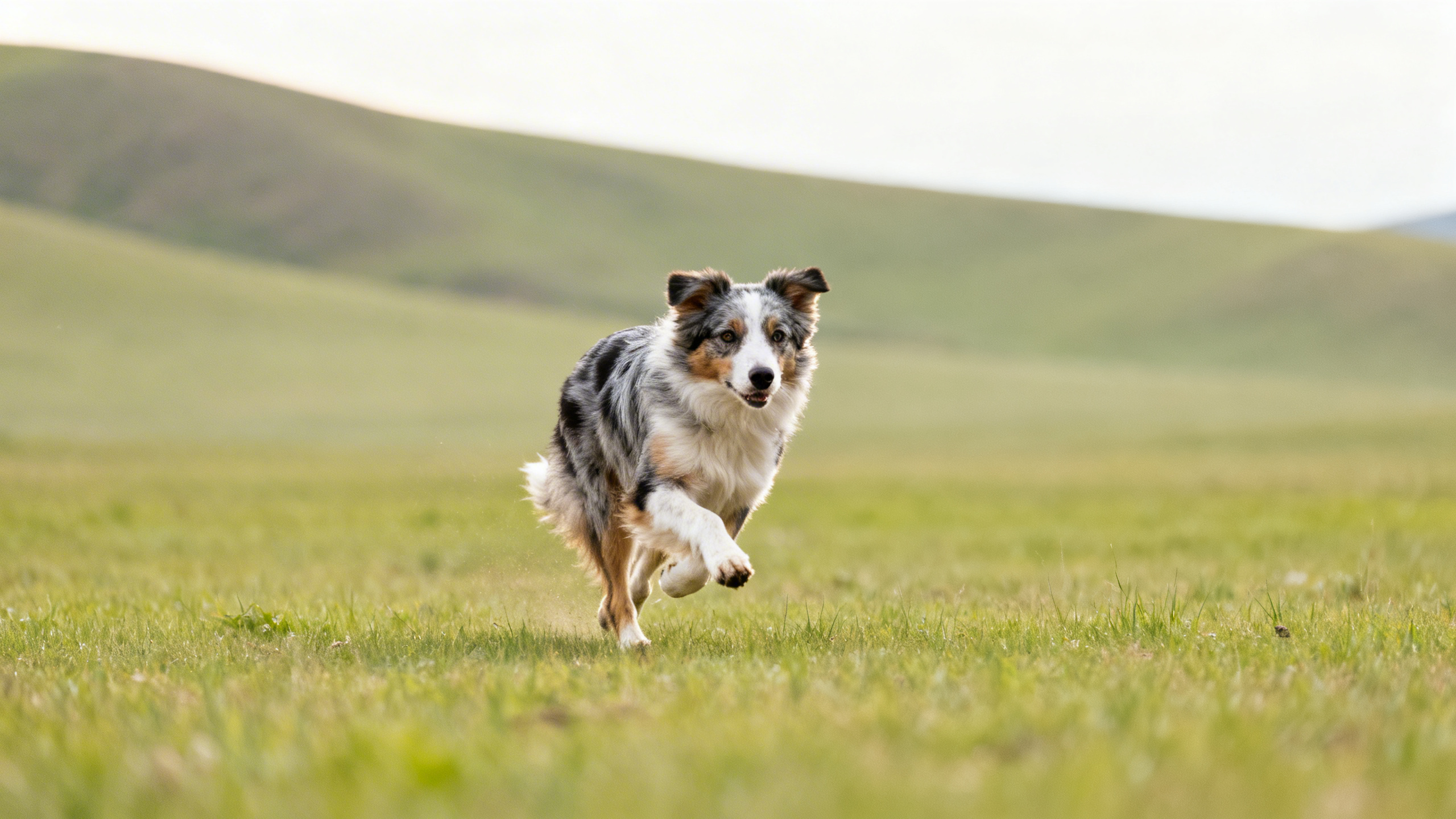 Hund im freilauf auf einer Wiese