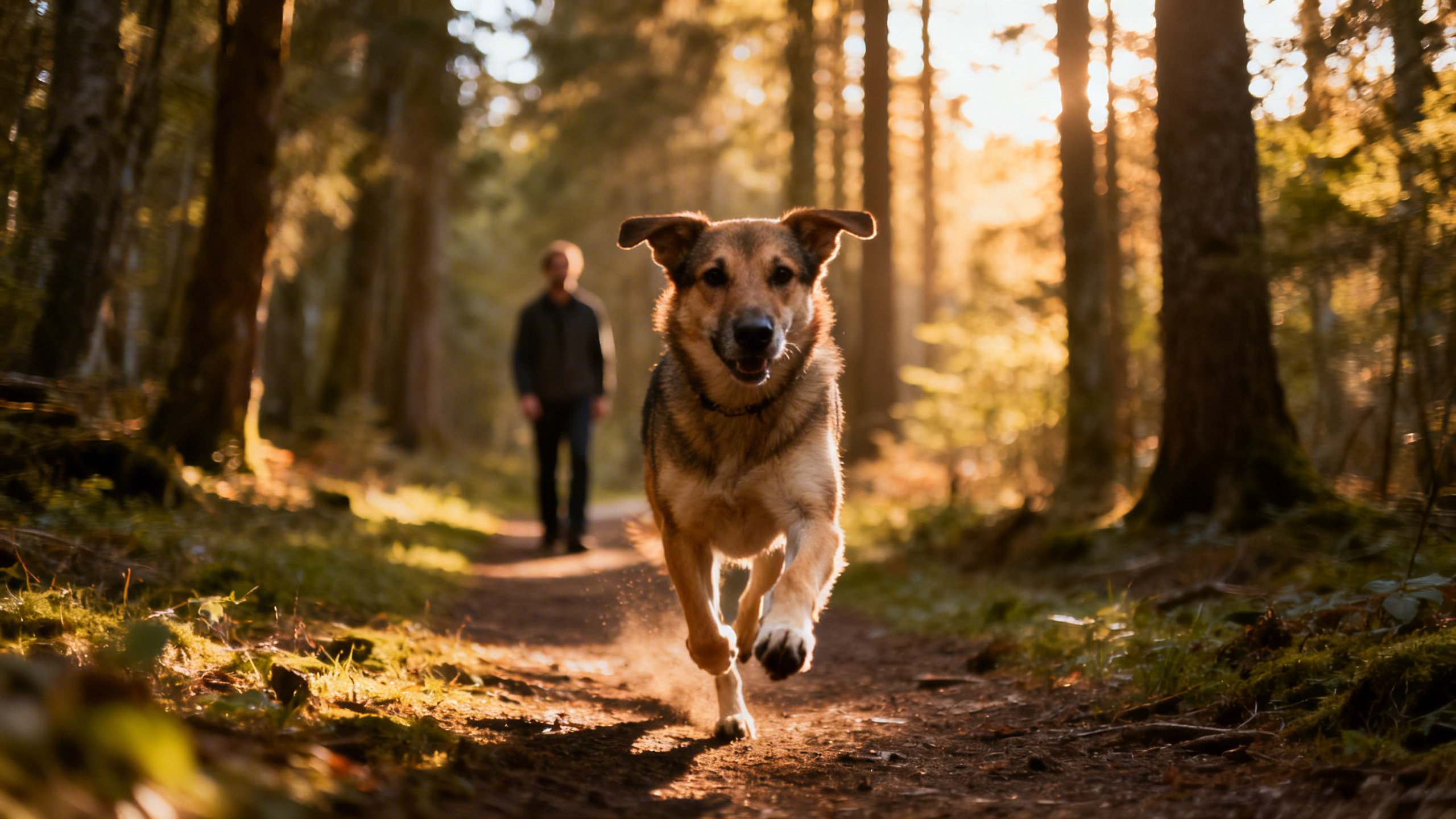 Hund läuft von Herrchen weg