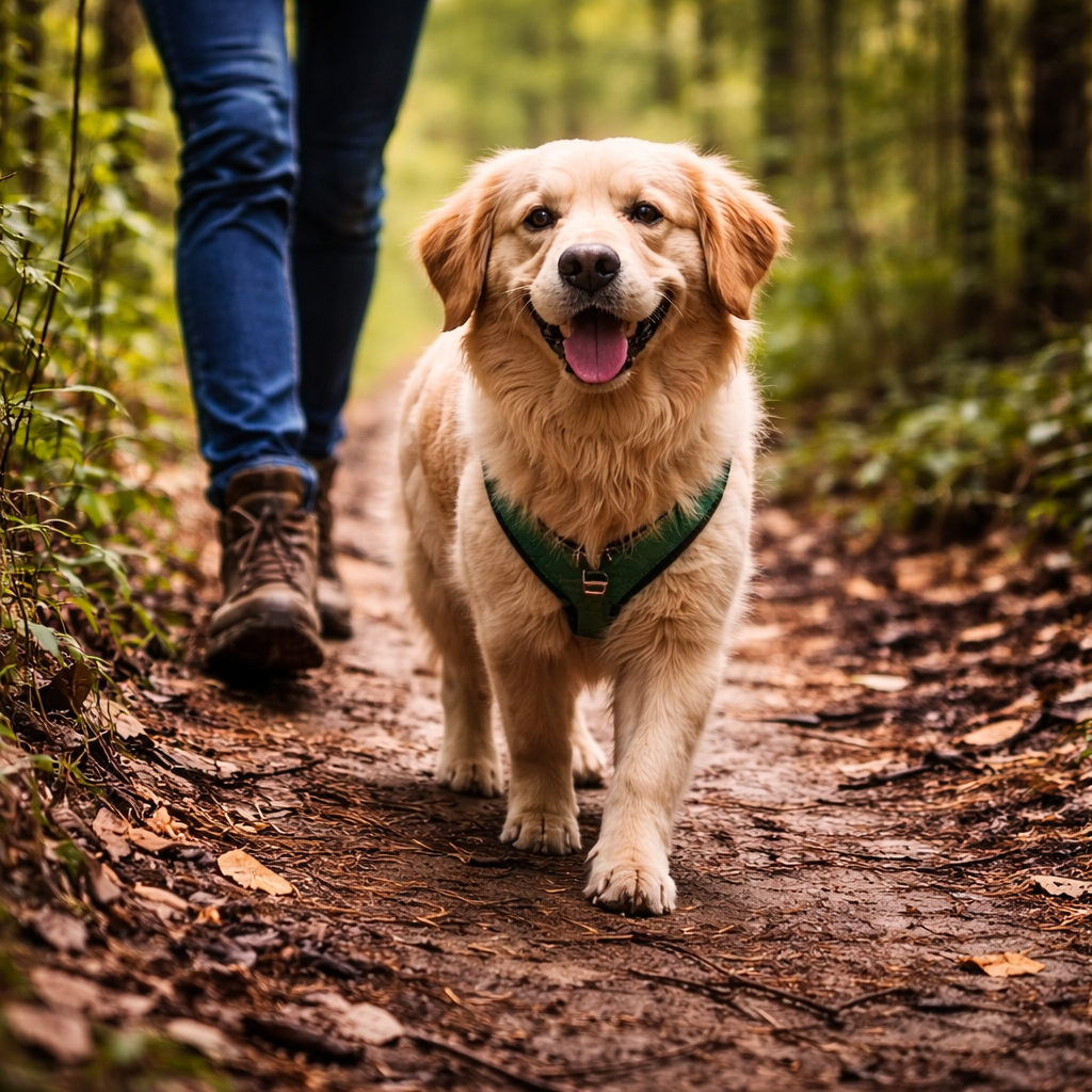 Spaziergang mit Hund im Wald Spaziergang mit Hund im Wald