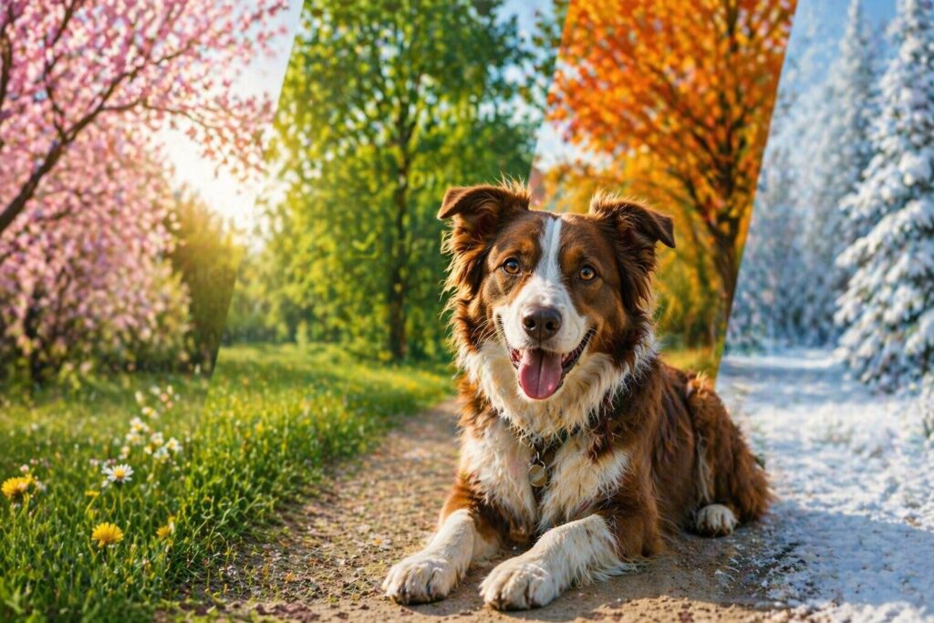 Hund und die 4 Jahreszeiten